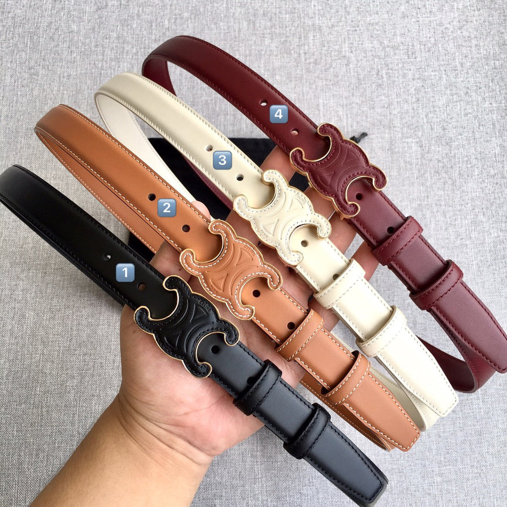 CELINE Medium Cuir Triomphe Belt 25mm Tan Calfskin