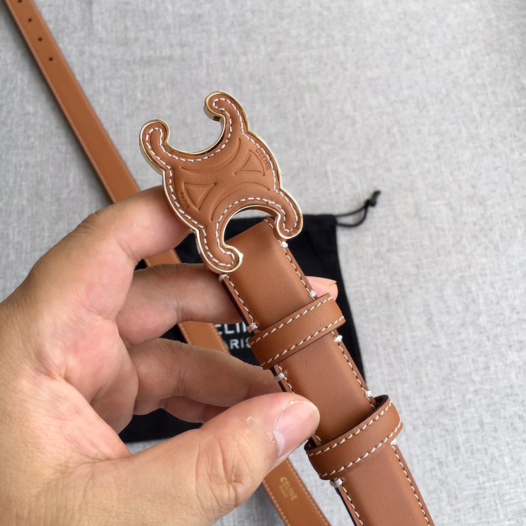 CELINE Medium Cuir Triomphe Belt 25mm Tan Calfskin