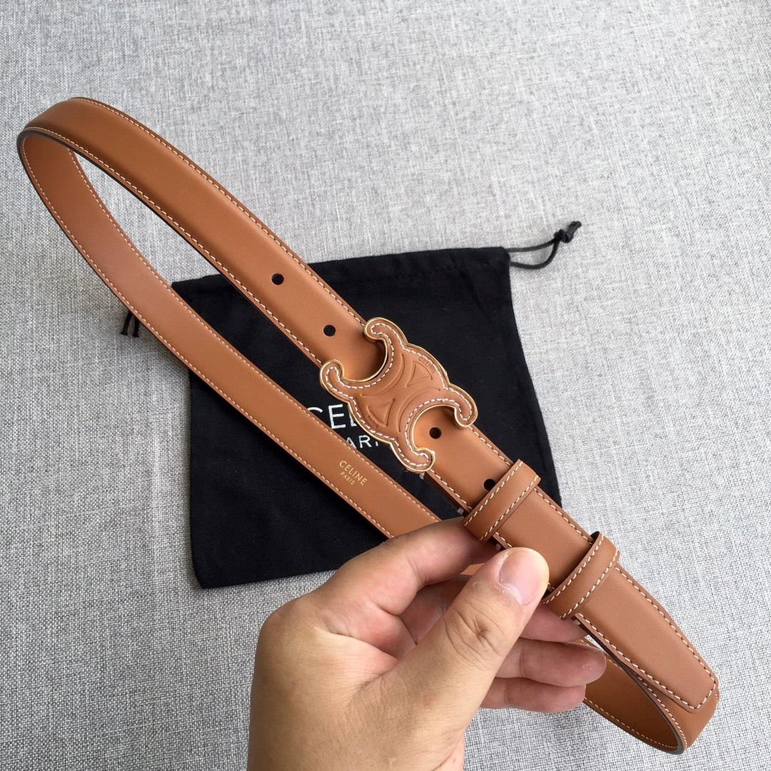 CELINE Medium Cuir Triomphe Belt 25mm Tan Calfskin