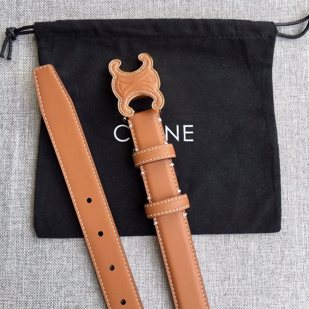 CELINE Medium Cuir Triomphe Belt 25mm Tan Calfskin