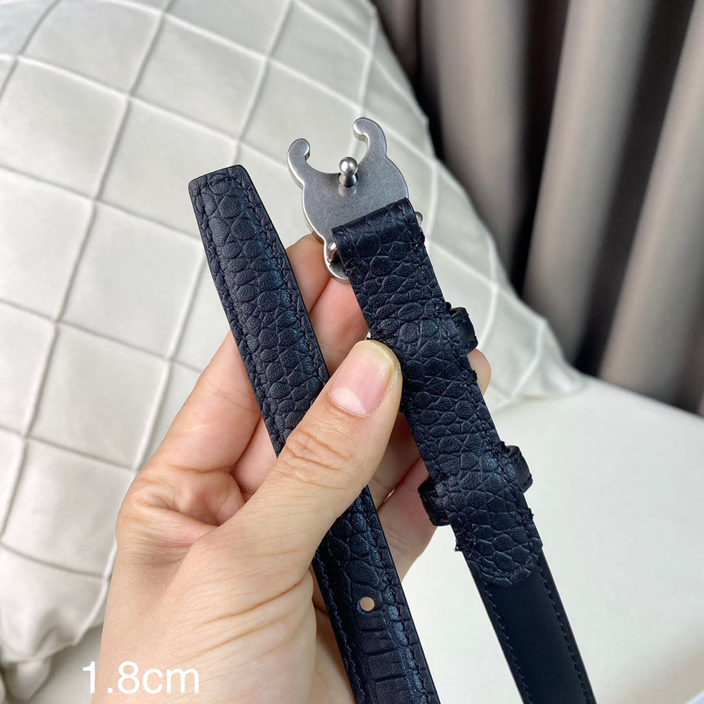 CELINE CL Belt 18mm Black Crocodile Embossed Calfskin Shw