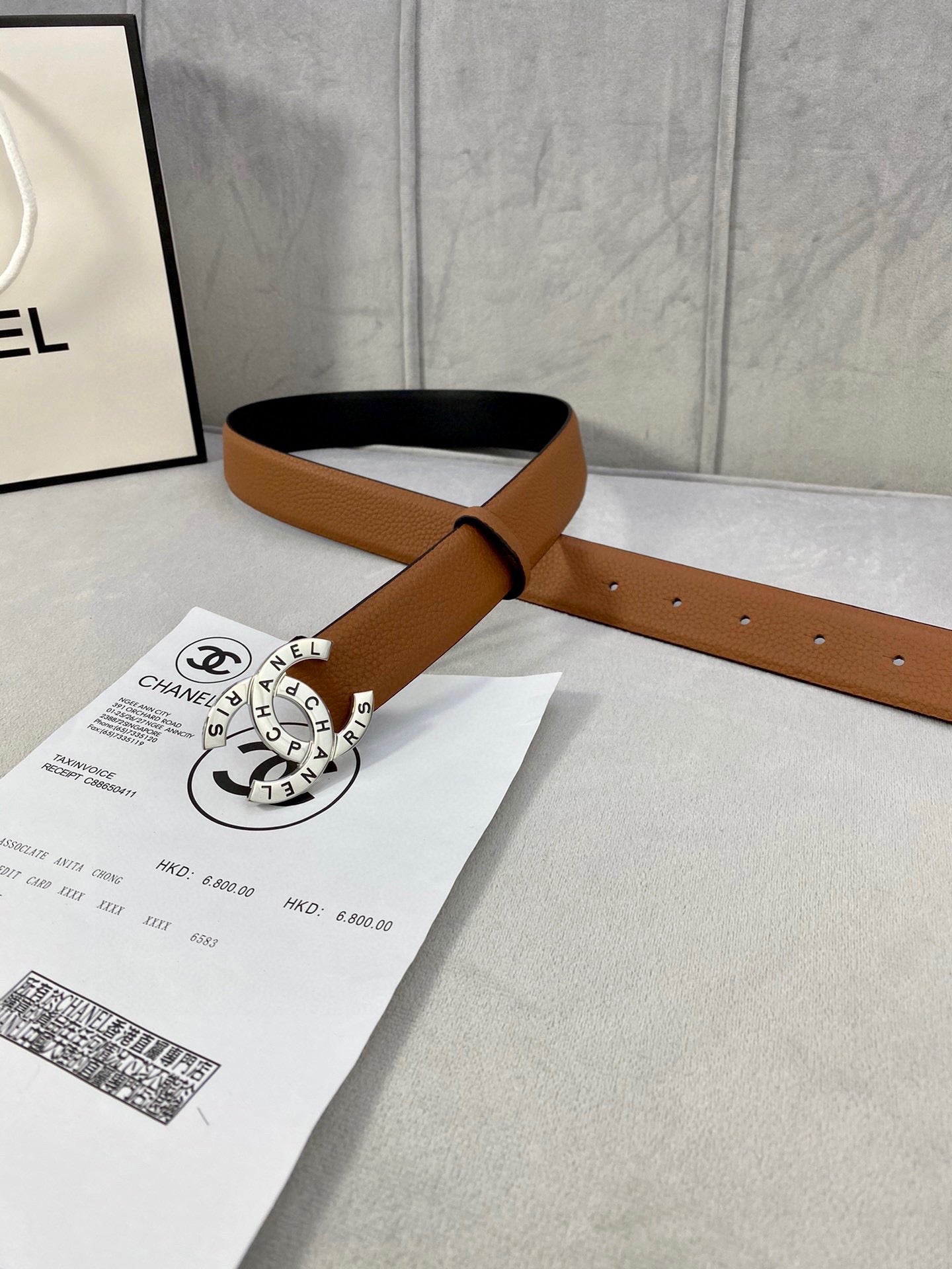 CHANEL 30MM BELT IN BRONZE BROWN SMOOTH CALFSKIN WITH SILVER HARDWARE
