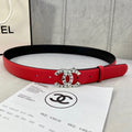 CHANEL 30MM BELT IN CHERRY RED SMOOTH CALFSKIN WITH SILVER HARDWARE
