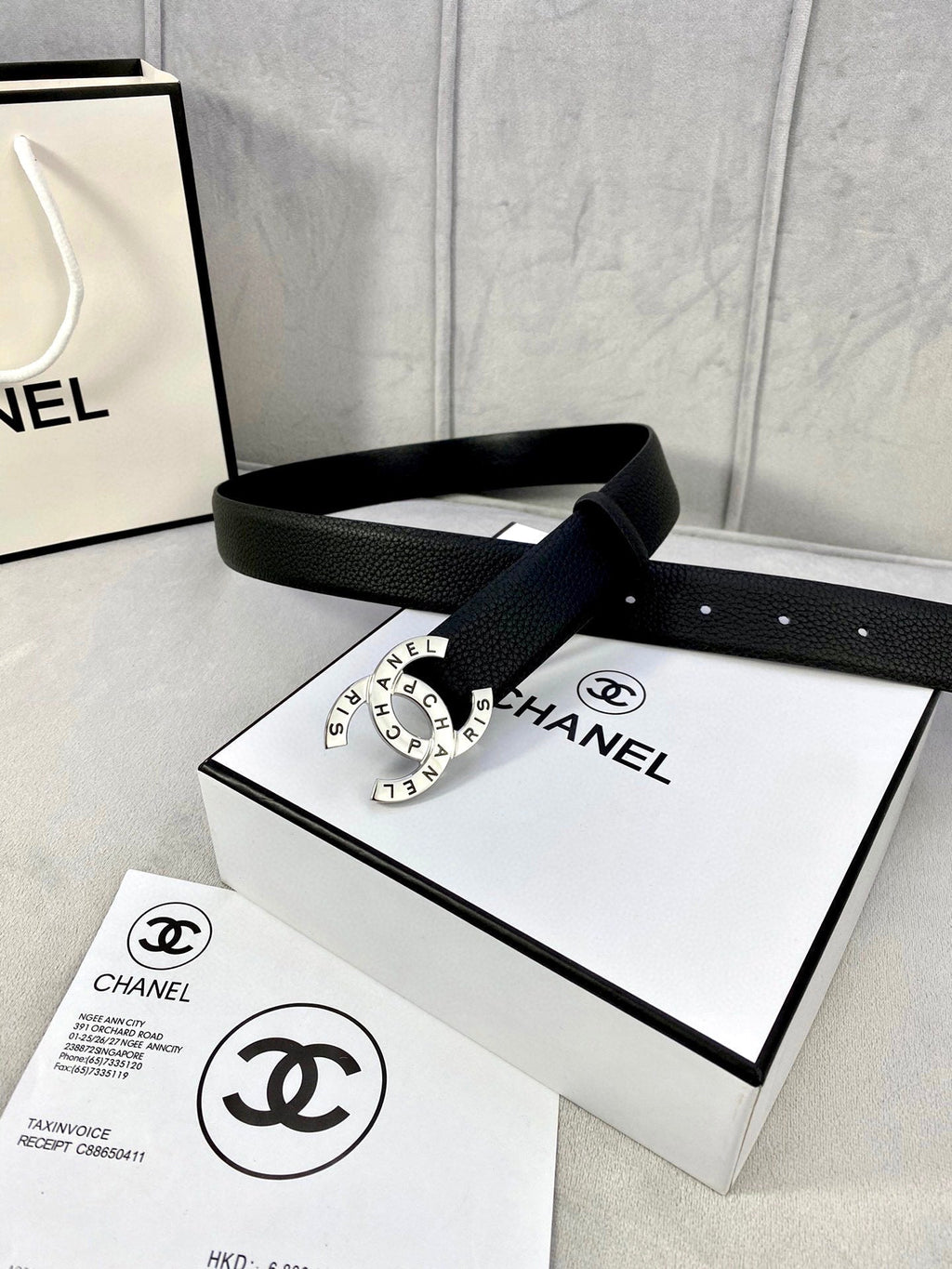 CHANEL 30MM BELT IN BLACK SMOOTH CALFSKIN WITH SILVER HARDWARE