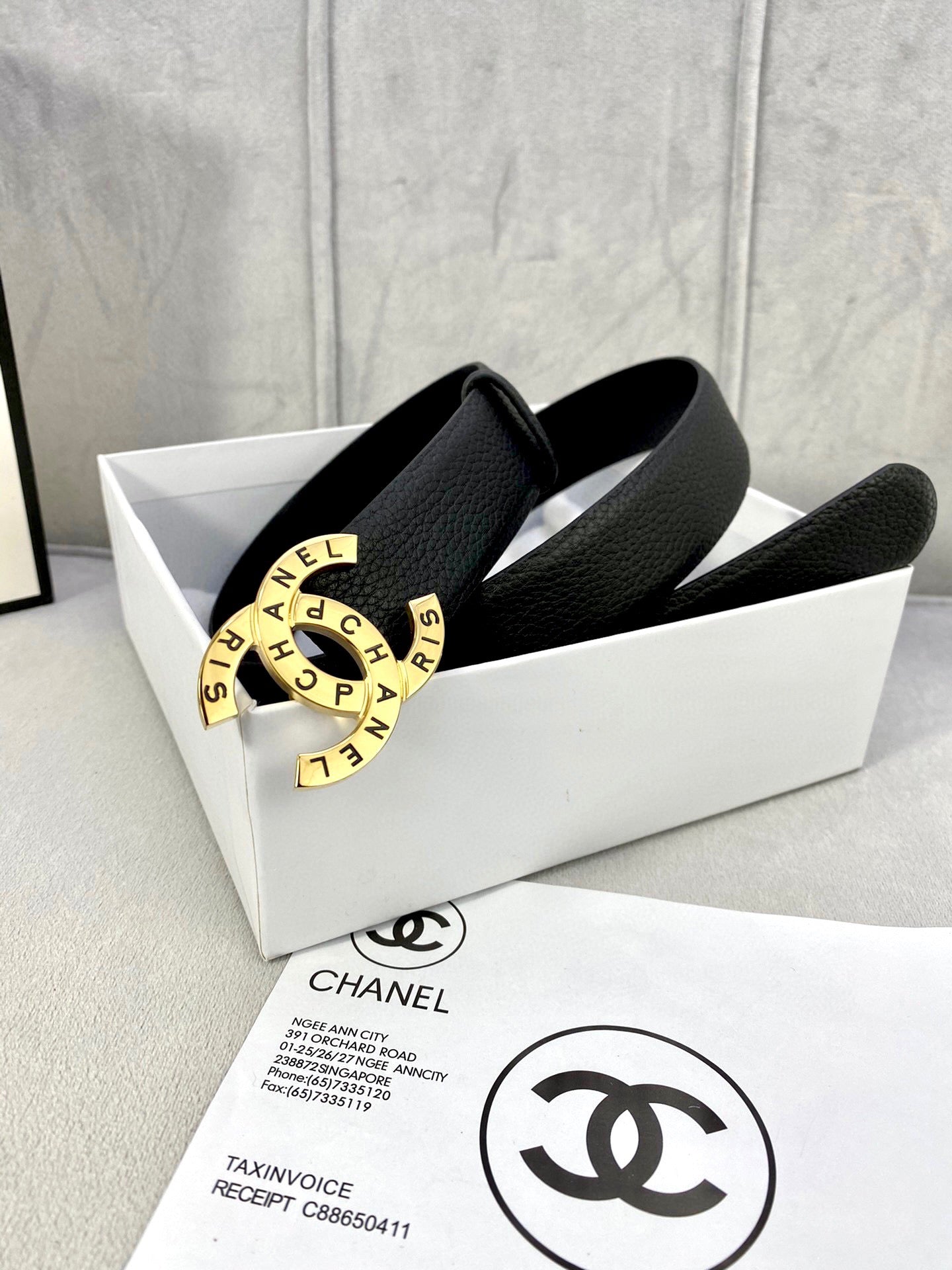 CHANEL 30MM BELT IN BLACK SMOOTH CALFSKIN WITH GOLD HARDWARE