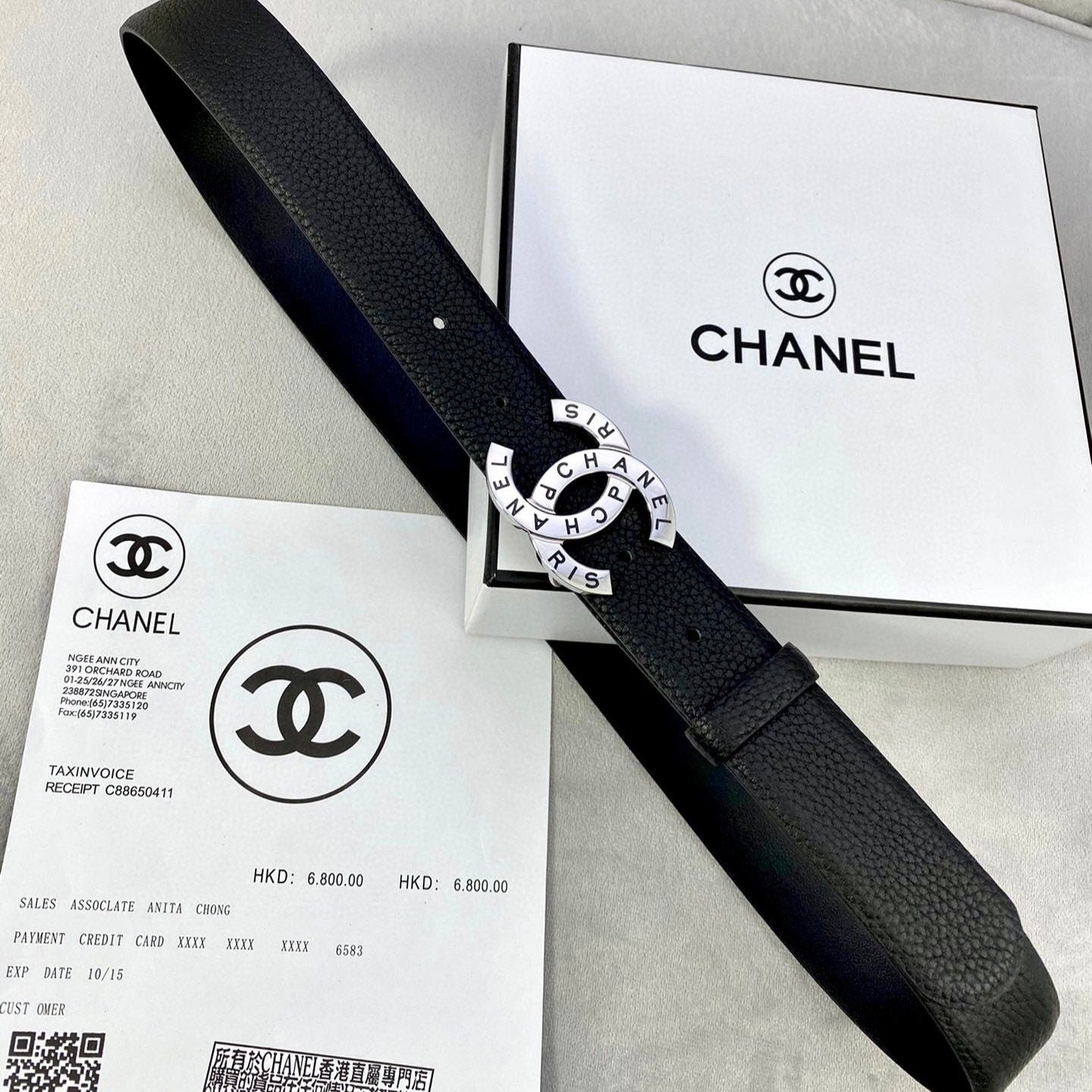 CHANEL 30MM BELT IN BLACK SMOOTH CALFSKIN WITH SILVER HARDWARE