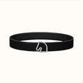 HERMES BOUCLE BELT BUCKLE & REVERSIBLE BLACK AND WHITE LEATHER STRAP 38MM SILVER HARDWARE