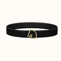 HERMES BOUCLE BELT BUCKLE & REVERSIBLE BLACK AND WHITE LEATHER STRAP 38MM GOLD HARDWARE