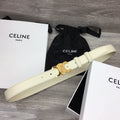 CELINE CL MEDIUM 25 MM TRIOMPHE BELT IN WHITE LEATHER GOLD HARDWARE