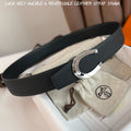 HERMES LUCK BELT BUCKLE & REVERSIBLE BLACK LEATHER STRAP 38MM SILVER HARDWARE