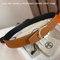HERMES LUCK BELT BUCKLE & REVERSIBLE GINGER ORANGE LEATHER STRAP 38MM GOLDEN HARDWARE