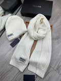 PRADA SET SCARF AND HAT IN WHITE WOOL AND RABBIT FUR 388991
