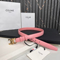 CELINE CL TRIOMPHE 25 MM BELT IN BLUSH PINK CALFSKIN GOLD HARDWARE