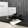 CELINE CL TRIOMPHE 25 MM BELT IN BLACK SOLF CALFSKIN GOLD HARDWARE