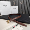 CELINE CL TRIOMPHE 25 MM BELT IN PENNY BROWN CALFSKIN GOLD HARDWARE