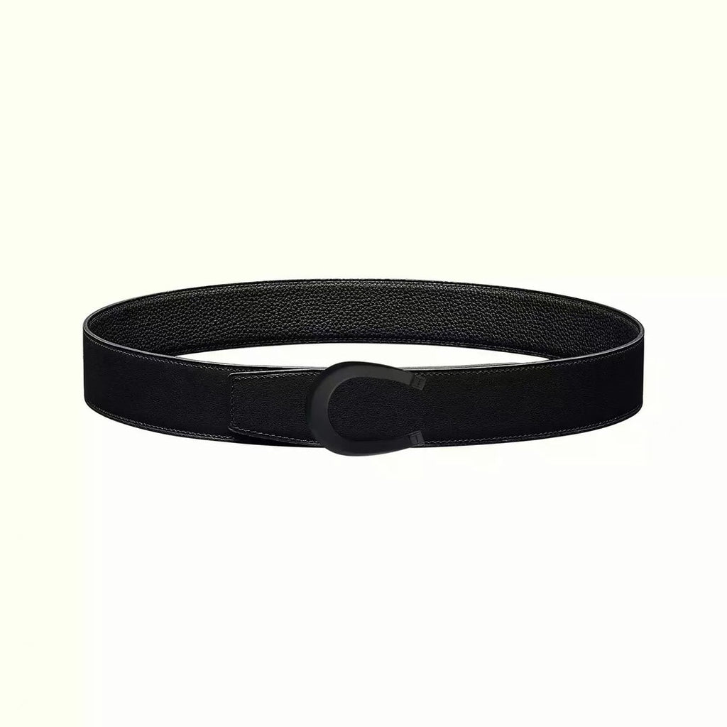 HERMES LUCK BELT BUCKLE & REVERSIBLE BLACK LEATHER STRAP 38MM BLACK HARDWARE