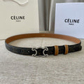CELINE CL logo Cut-out Belt 25mm Black Tan Triomphe Canvas Shw
