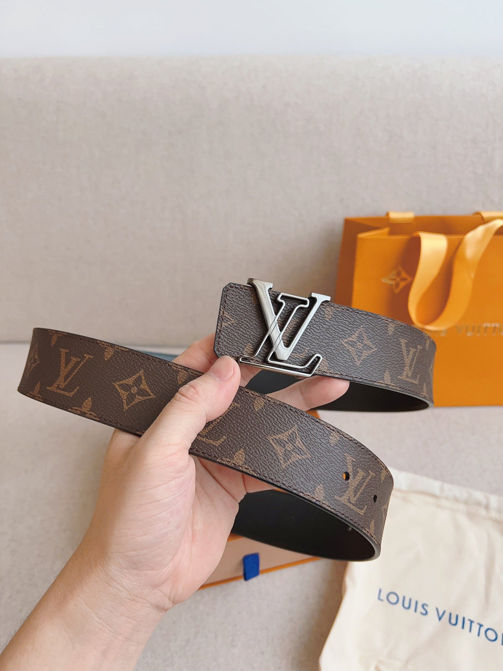 LOUIS VUITTON LV 25S BELT 40 MM IN BROWN CALFSKIN 593207