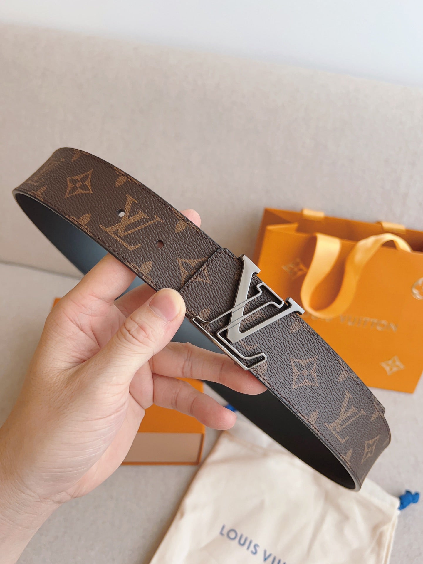 LOUIS VUITTON LV 25S BELT 40 MM IN BROWN CALFSKIN 593207