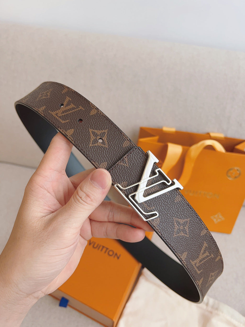 LOUIS VUITTON LV 25S BELT 40 MM IN BROWN CALFSKIN 593209