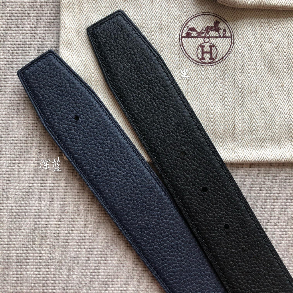 HERMES BELT BUCKLE & REVERSIBLE BLACK LEATHER STRAP 38MM GOLD HARDWARE