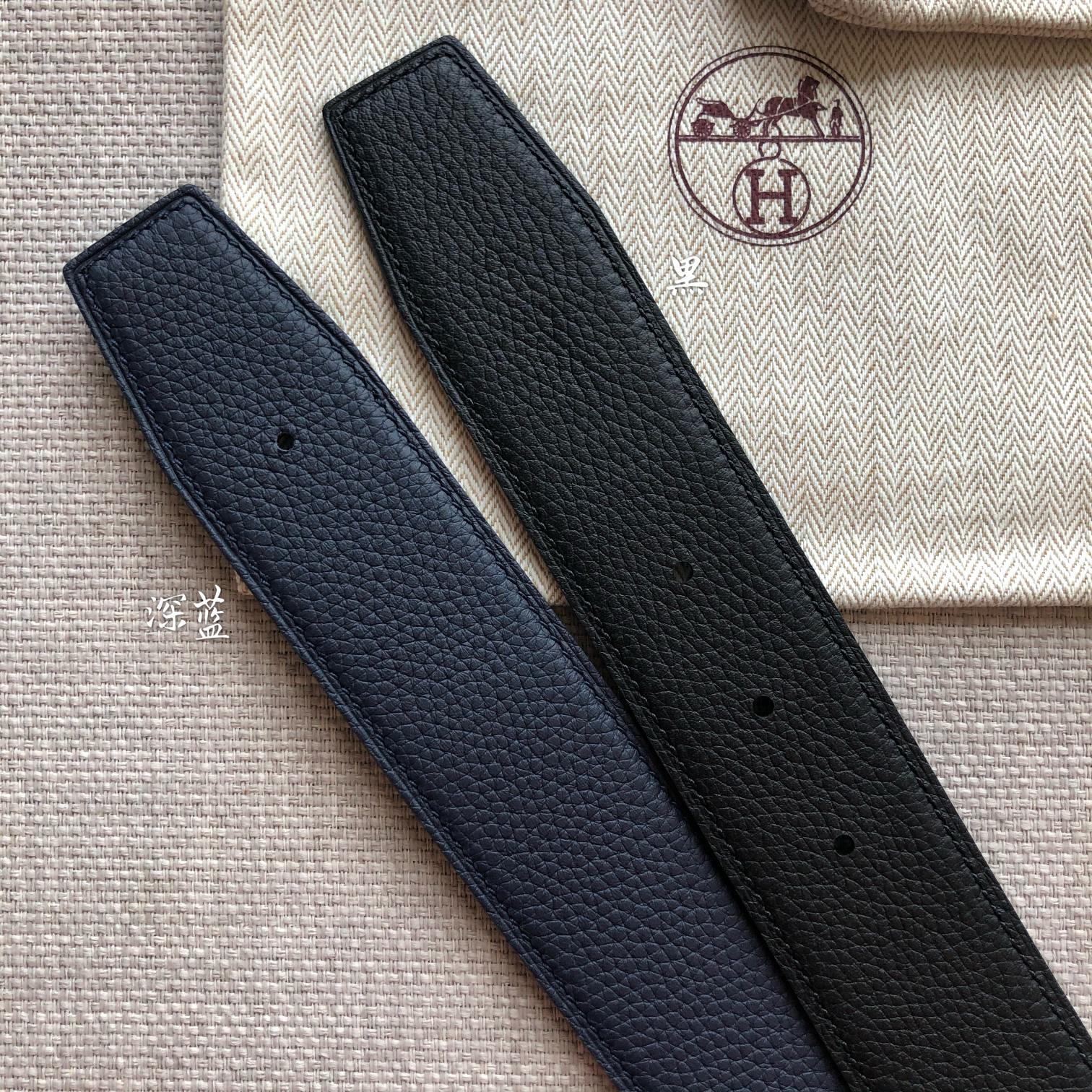 HERMES BELT BUCKLE & REVERSIBLE BLACK LEATHER STRAP 38MM GOLD HARDWARE