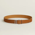 HERMES ROMAIN 35MM BELT YAM ORANGE LEATHER SILVER HARDWARE