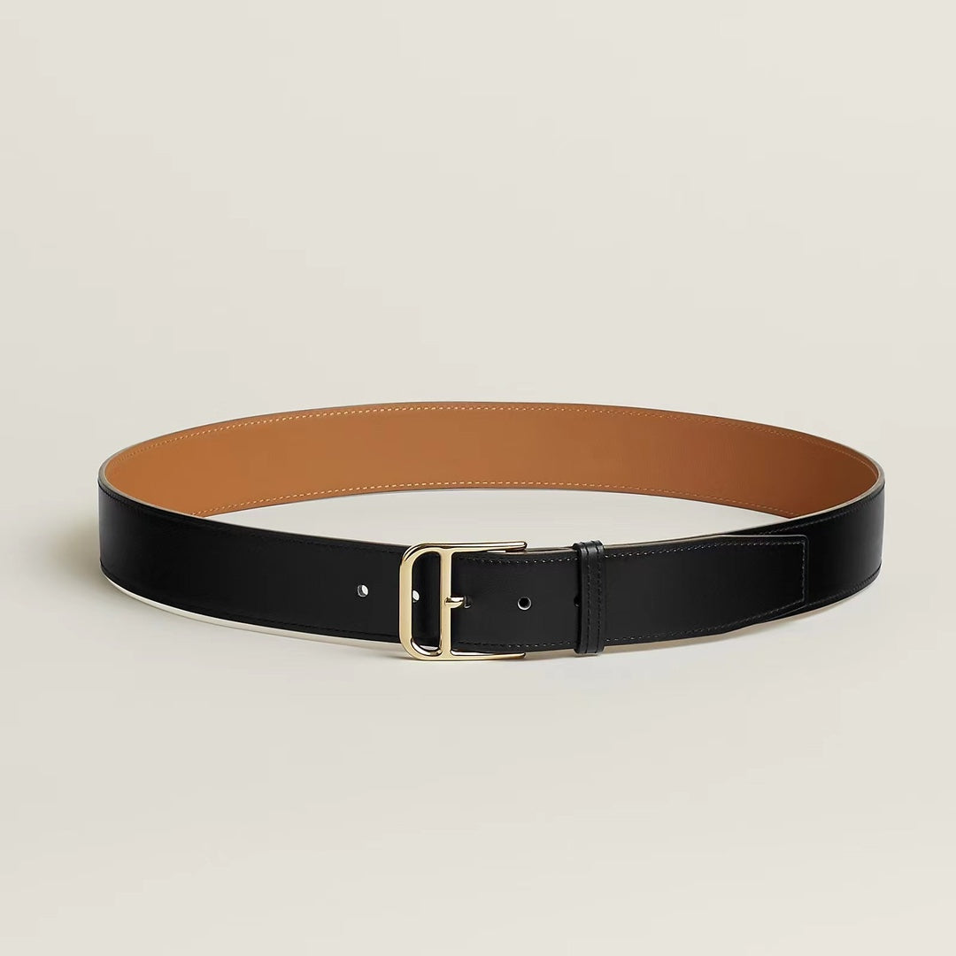 HERMES ROMAIN 35MM BELT BLACK LEATHER GOLD HARDWARE