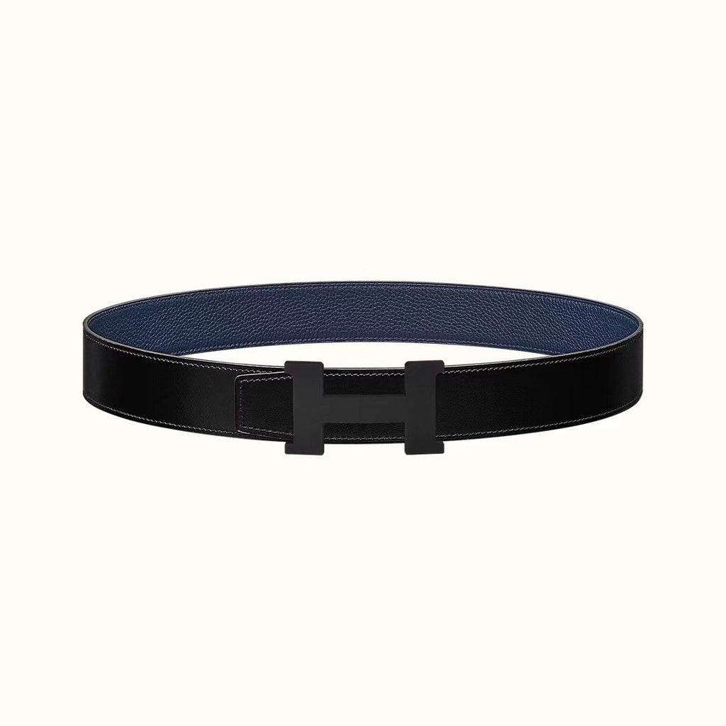 HERMES CONSTANCE BELT BUCKLE & REVERSIBLE NAVY BLUE AND BLACK LEATHER STRAP 38MM