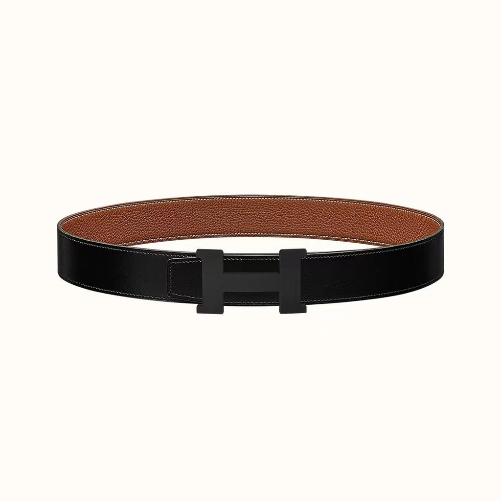 HERMES CONSTANCE BELT BUCKLE & REVERSIBLE GINGER ORANGE AND BLACK LEATHER STRAP 38MM