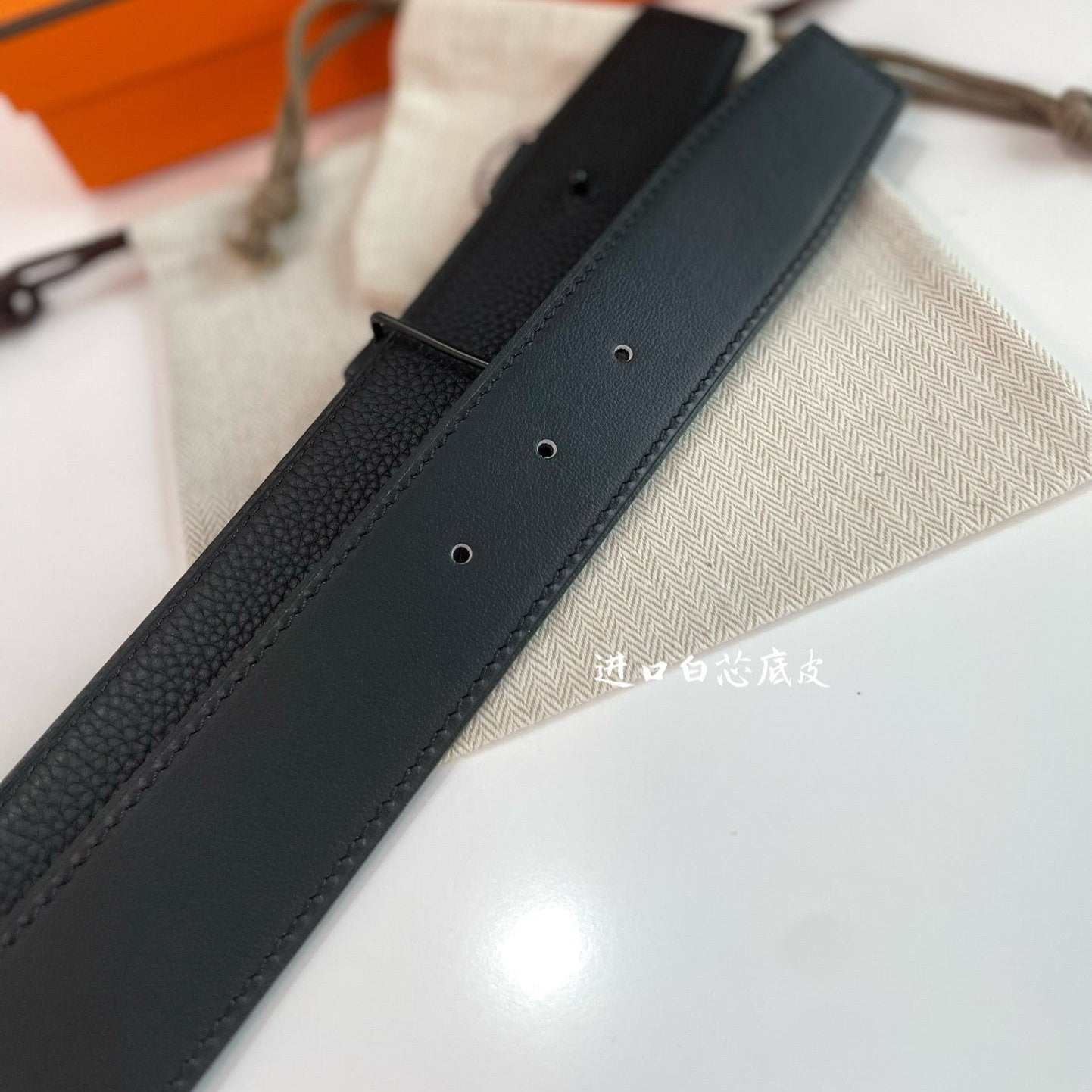 HERMES CONSTANCE BELT BUCKLE & REVERSIBLE  BLACK LEATHER STRAP 38MM