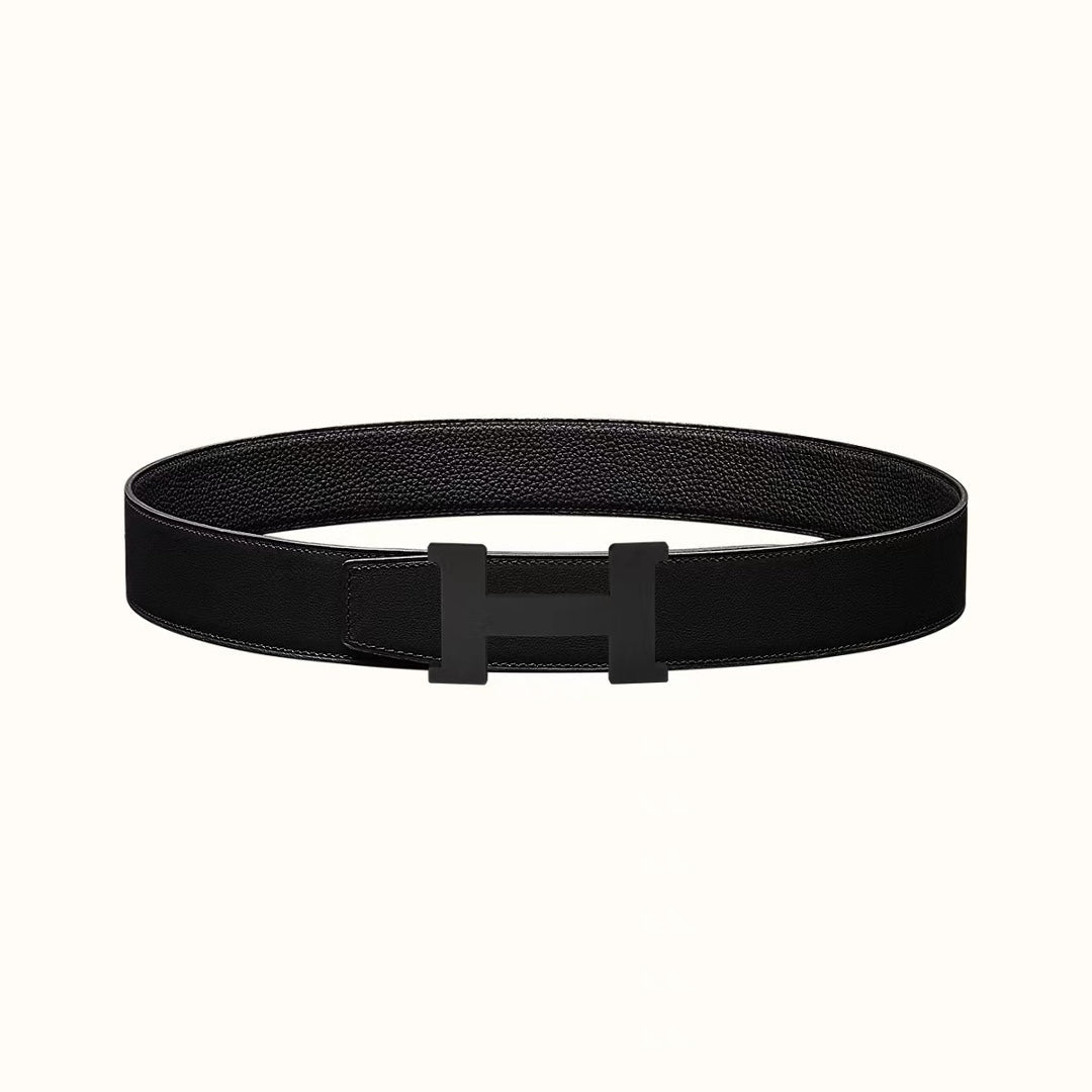 HERMES CONSTANCE BELT BUCKLE & REVERSIBLE  BLACK LEATHER STRAP 38MM