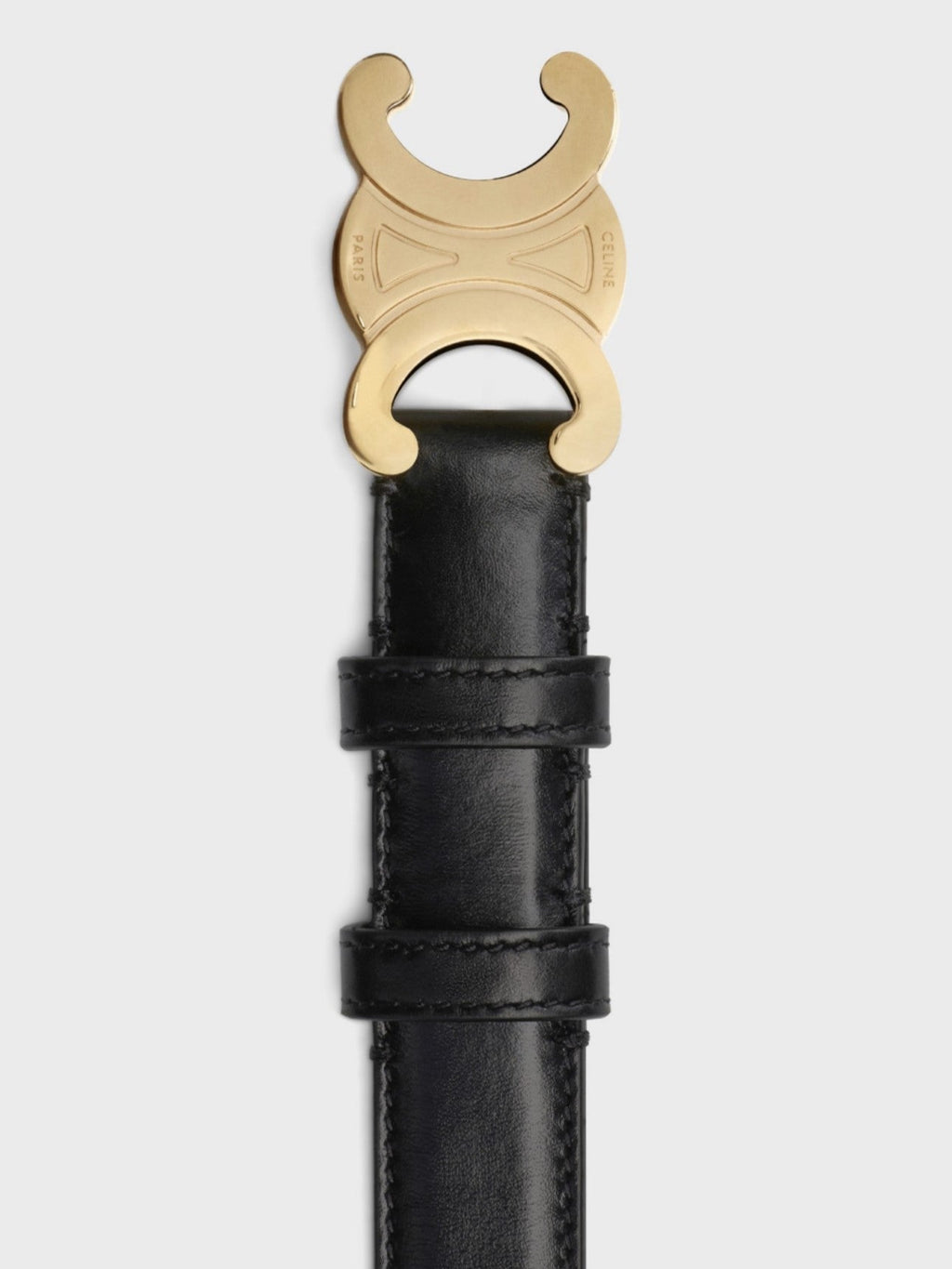 CELINE Medium Triomphe Belt 25mm Black Calfskin Ghw