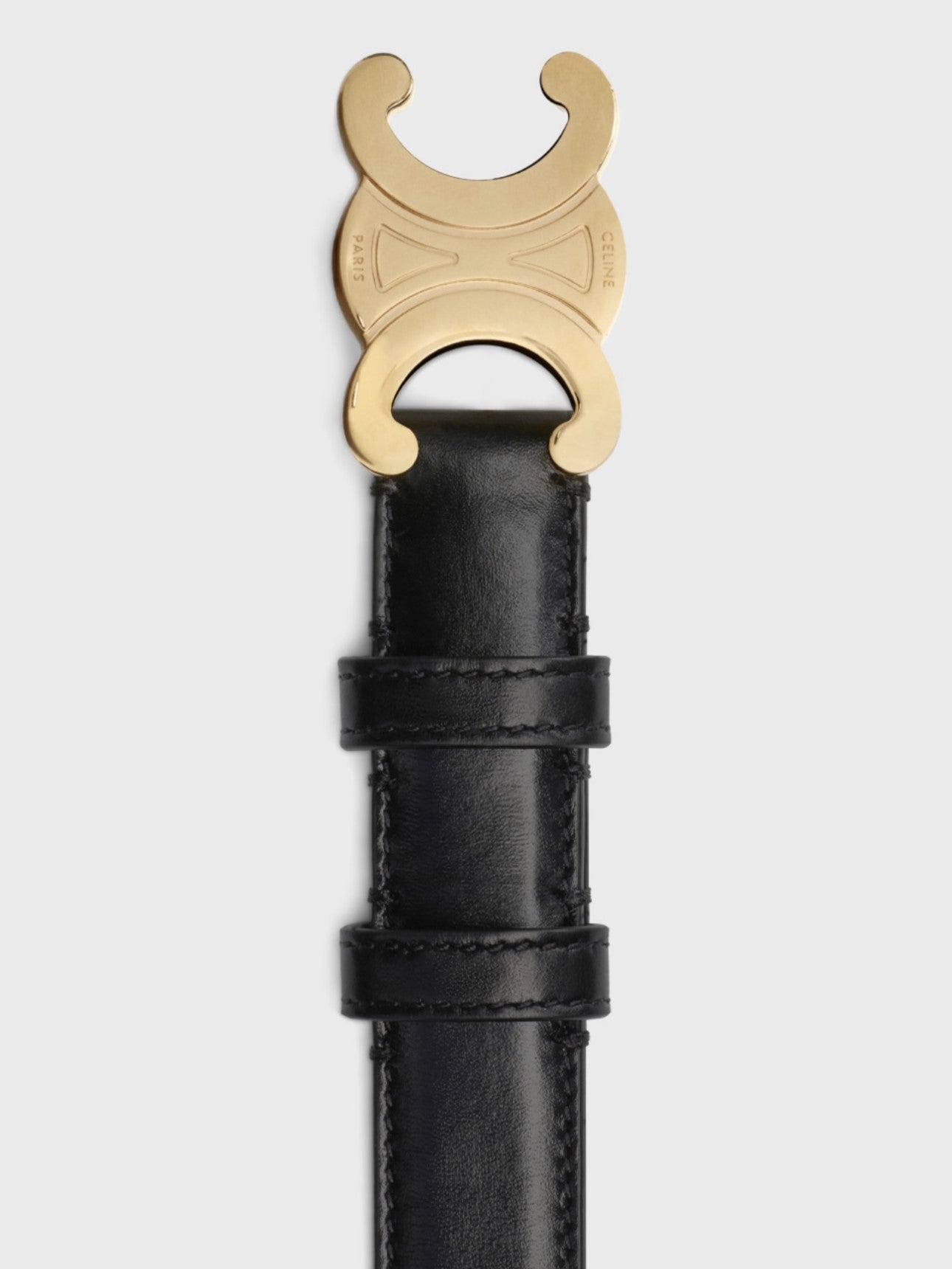 CELINE Medium Triomphe Belt 25mm Black Calfskin Ghw