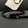 CELINE CL SMALL 18 MM TRIOMPHE BELT IN TAURILLON BLACK LEATHER SILVER HARDWARE