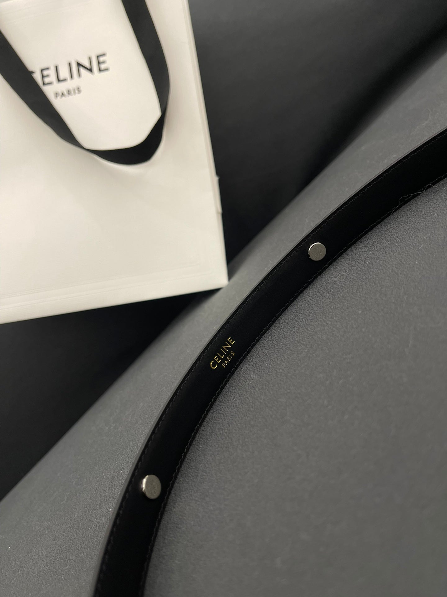 CELINE CL SMALL 18 MM TRIOMPHE BELT IN TAURILLON BLACK LEATHER SILVER HARDWARE