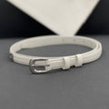 CELINE CL SMALL 18 MM TRIOMPHE BELT IN TAURILLON WHITE LEATHER SILVER HARDWARE