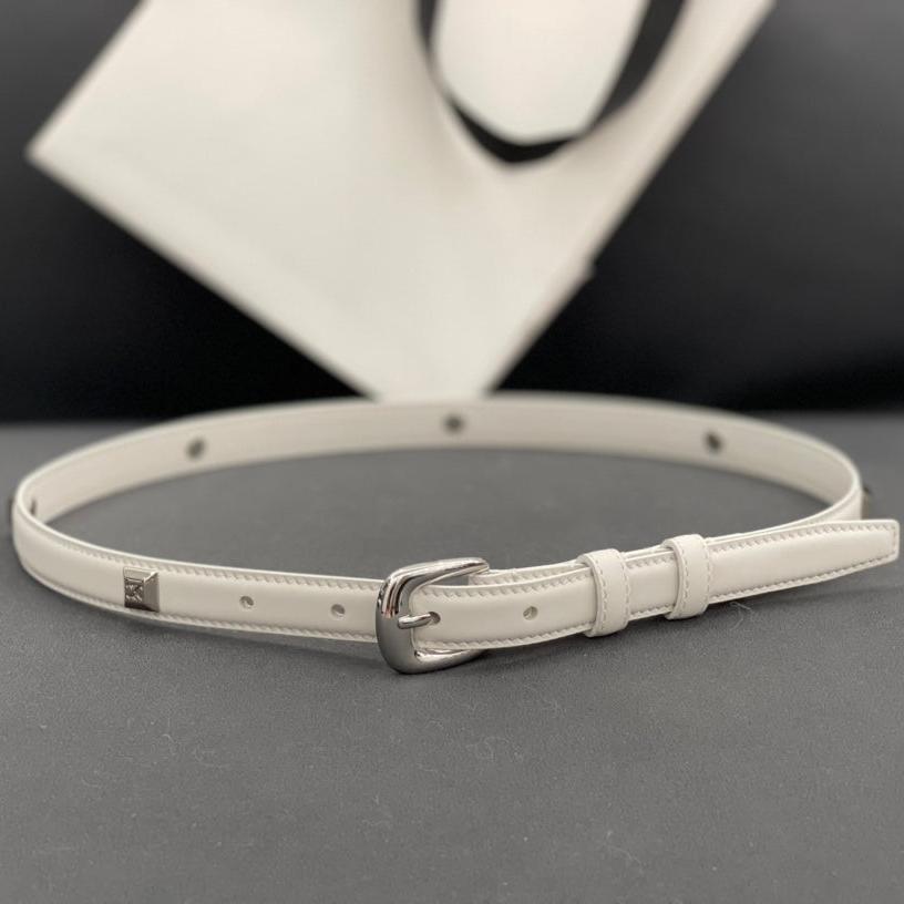 CELINE CL SMALL 18 MM TRIOMPHE BELT IN TAURILLON WHITE LEATHER SILVER HARDWARE