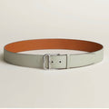 HERMES ROMAIN 35MM BELT WHITE CREAM LEATHER SILVER HARDWARE