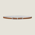HERMES ROULIS BUCKLE & REVERSIBLE CINNAMON BROWN AND WHITE LEATHER STRAP 13MM SILVER HARDWARE