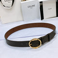 CELINE CL LARGE 35MM TWIN TRIOMPHE BELT IN BLACK AND BROWN CALFSKIN GOLD HARDWARE