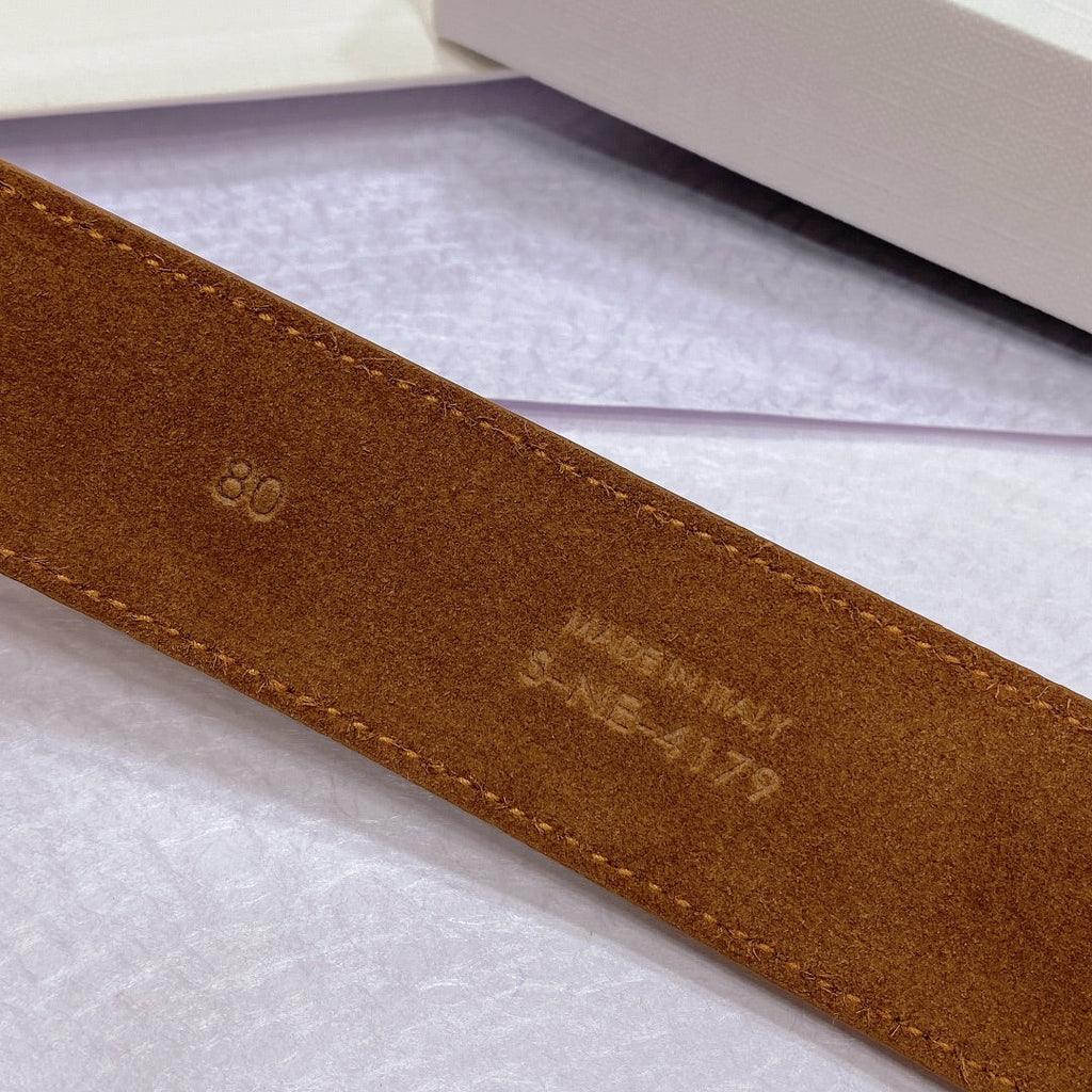 CELINE CL LARGE 35MM TWIN TRIOMPHE BELT IN BRONZE BROWN CALFSKIN GOLD HARDWARE
