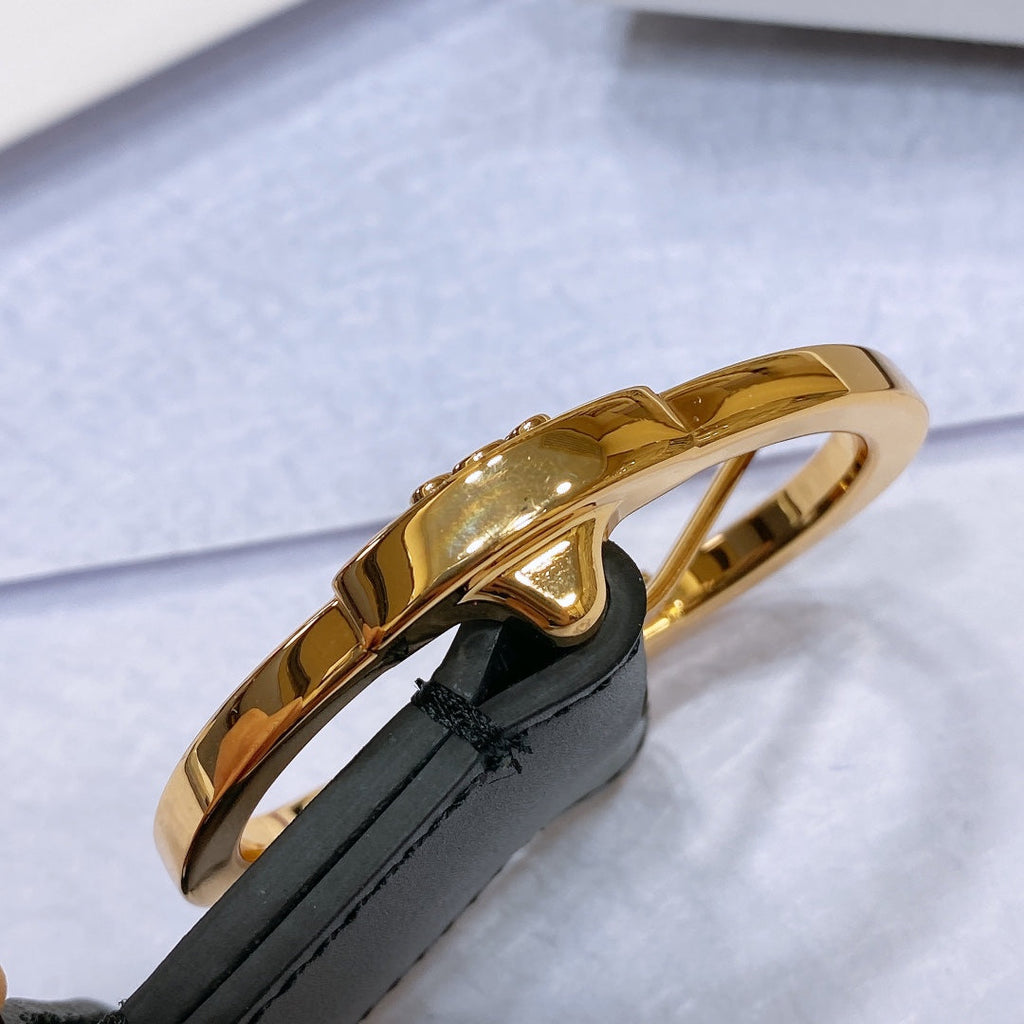 CELINE CL LARGE 35MM TWIN TRIOMPHE BELT IN BLACK CALFSKIN GOLD HARDWARE