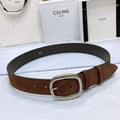 CELINE CL LARGE 35 MM BELT IN CHOCOLATE BROWN SUEDE LIGHT GOLD HARDWARE