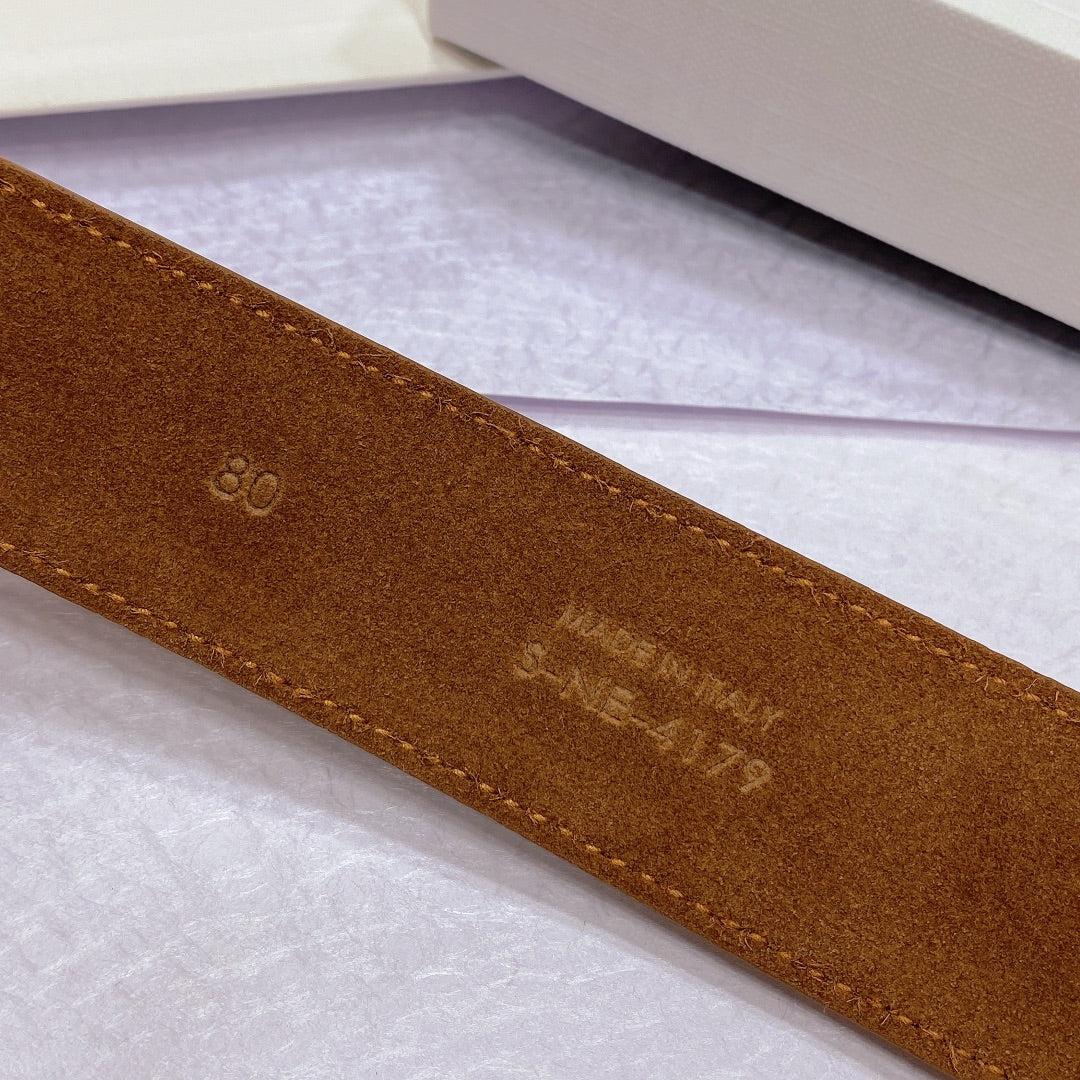 CELINE CL LARGE 35 MM BELT IN BRONZE BROWN CALFSKIN LIGHT GOLD HARDWARE