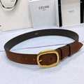 CELINE CL LARGE 35 MM BELT IN CHOCOLATE BROWN SUEDE GOLD HARDWARE