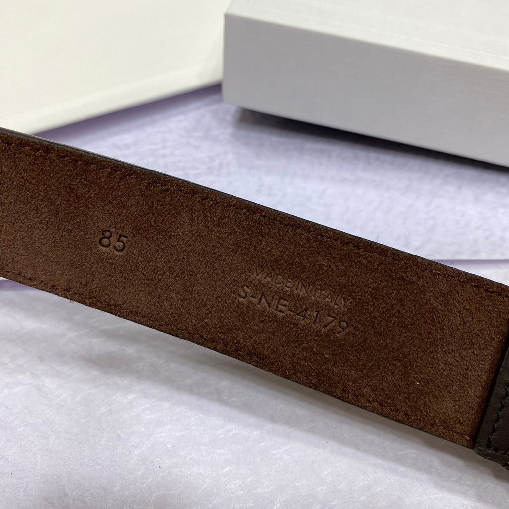 CELINE CL LARGE 35 MM BELT IN BLACK AND BROWN CALFSKIN GOLD HARDWARE