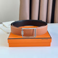 HERMES TUBE H BELT BUCKLE & REVERSIBLE BLACK AND YAM ORANGE LEATHER STRAP 38MM SILVER HARDWARE