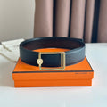 HERMES OSCAR BELT BUCKLE & REVERSIBLE BLACK LEATHER STRAP 38MM GOLD HARDWARE