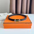 HERMES GAMMA BUCKLE & REVERSIBLE BLACK LEATHER STRAP 13MM SILVER HARDWARE